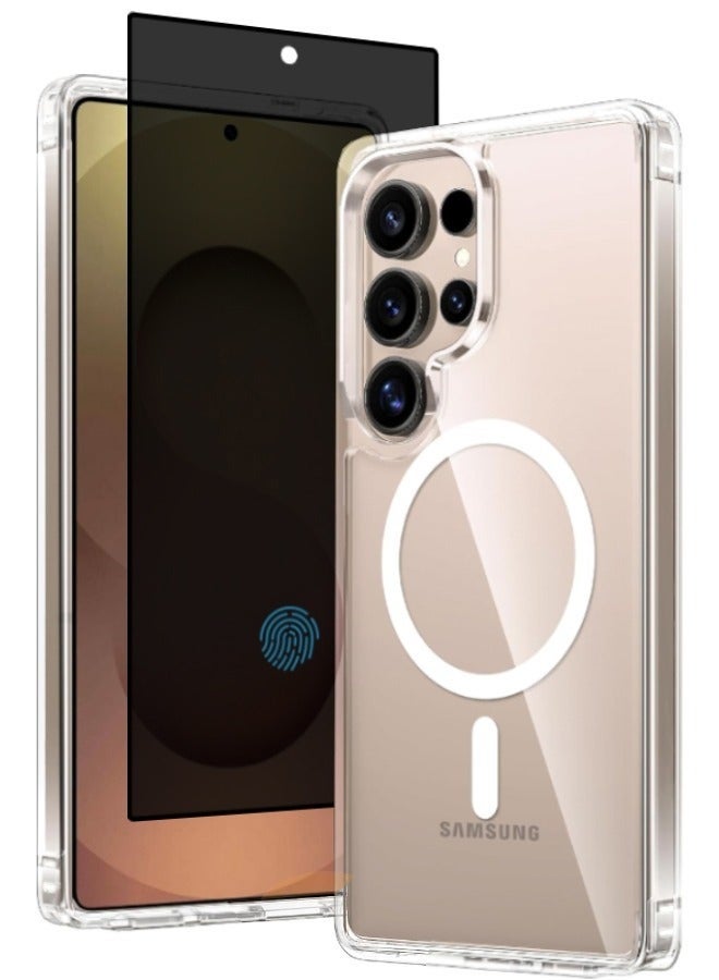 Nova future 1+1 Samsung S25 Ultra Protective Kit, includes a phone case [MagnaSafe compatible][Drop-proof] + a privacy screen protector [28° privacy protection][9H hardness][Supports fingerprint unlock] - Image 2